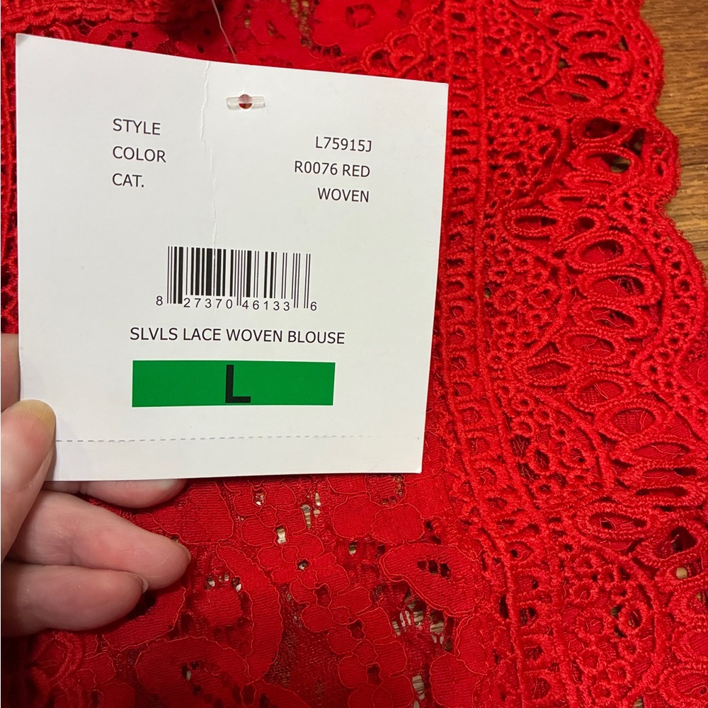 Women’s Love X Design Red Sleeveless Lace Woven Blouse Size Large NWT - Picture 3 of 8